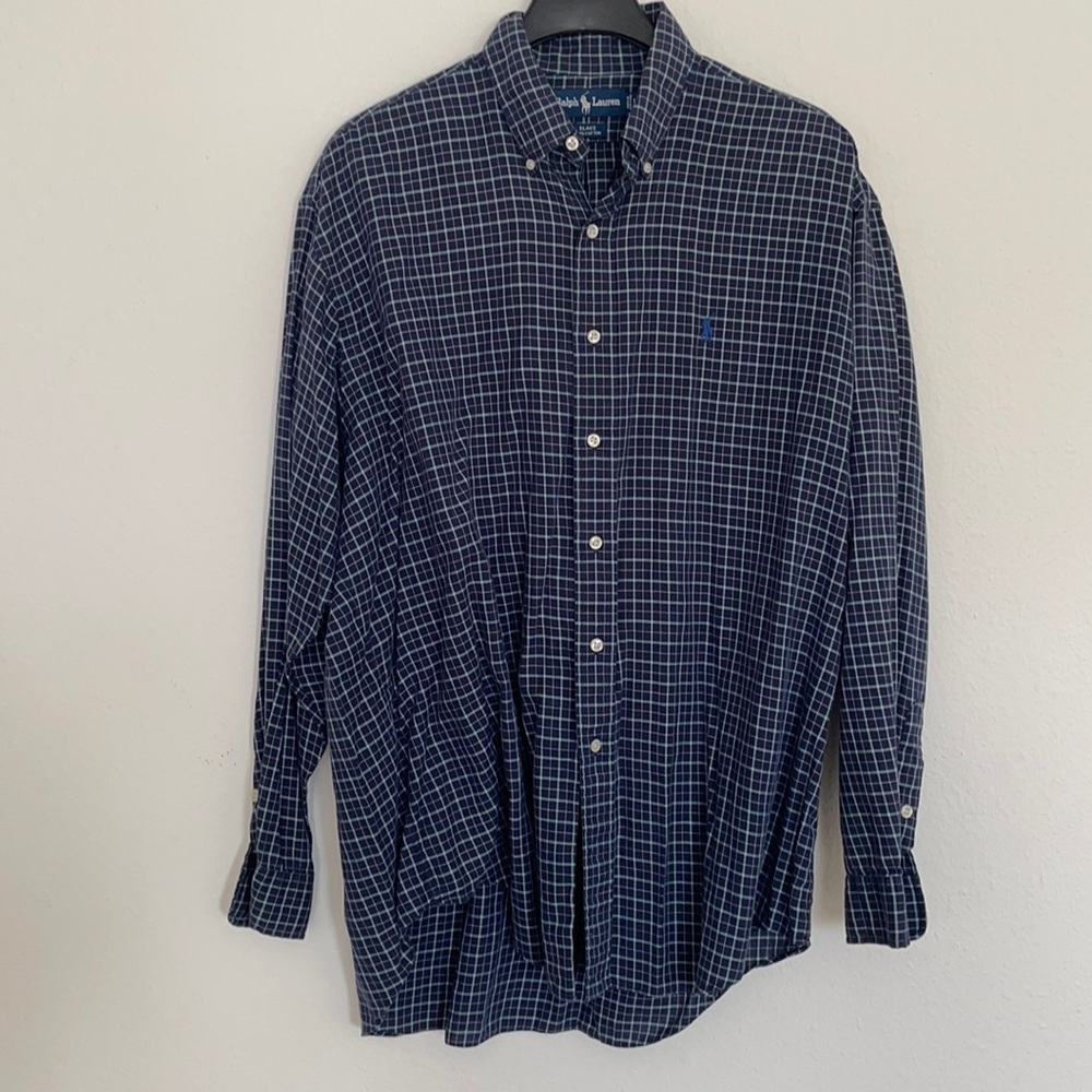 Ralph Lauren Navy White Windowpane Button-Down Shirt